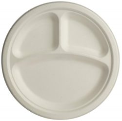 Compostable Plate 10" Sugarcane 3 Compartment