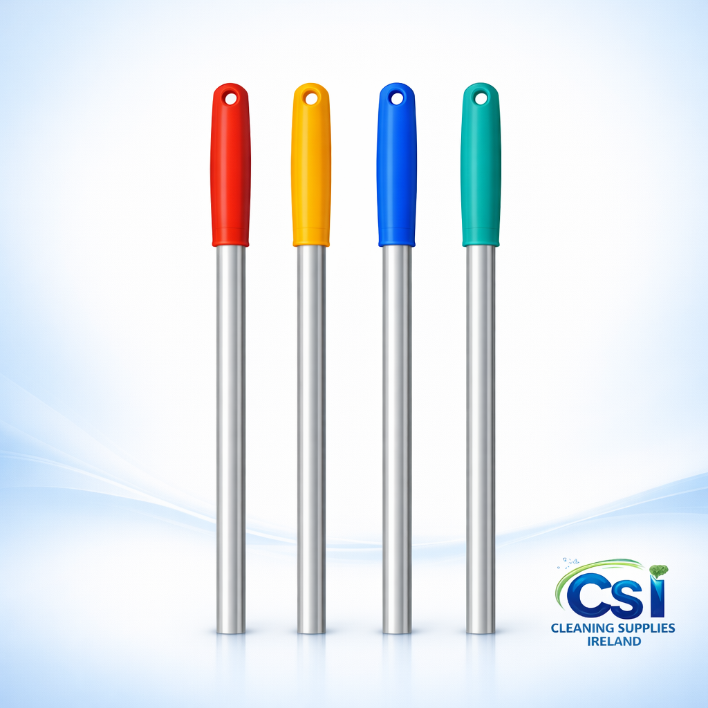 Professional 120cm Aluminium Mop Handle with Grey Grip and Clip Holder