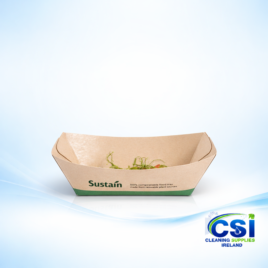 Bulk Case of 1000 2lb Bamboo Compostable Food Trays for Street Food