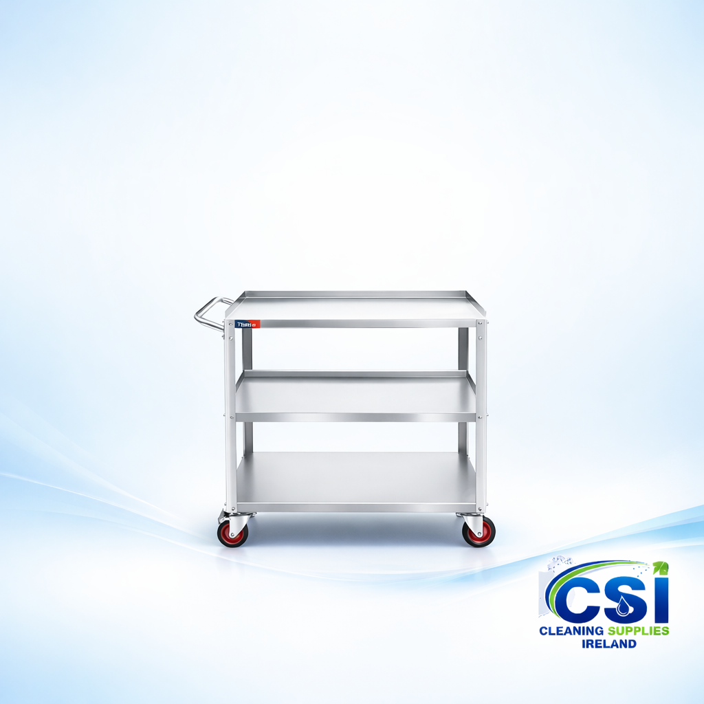Professional 3 Tier Stainless Steel Trolley with Lockable Castors for Catering and Medical Use Ireland