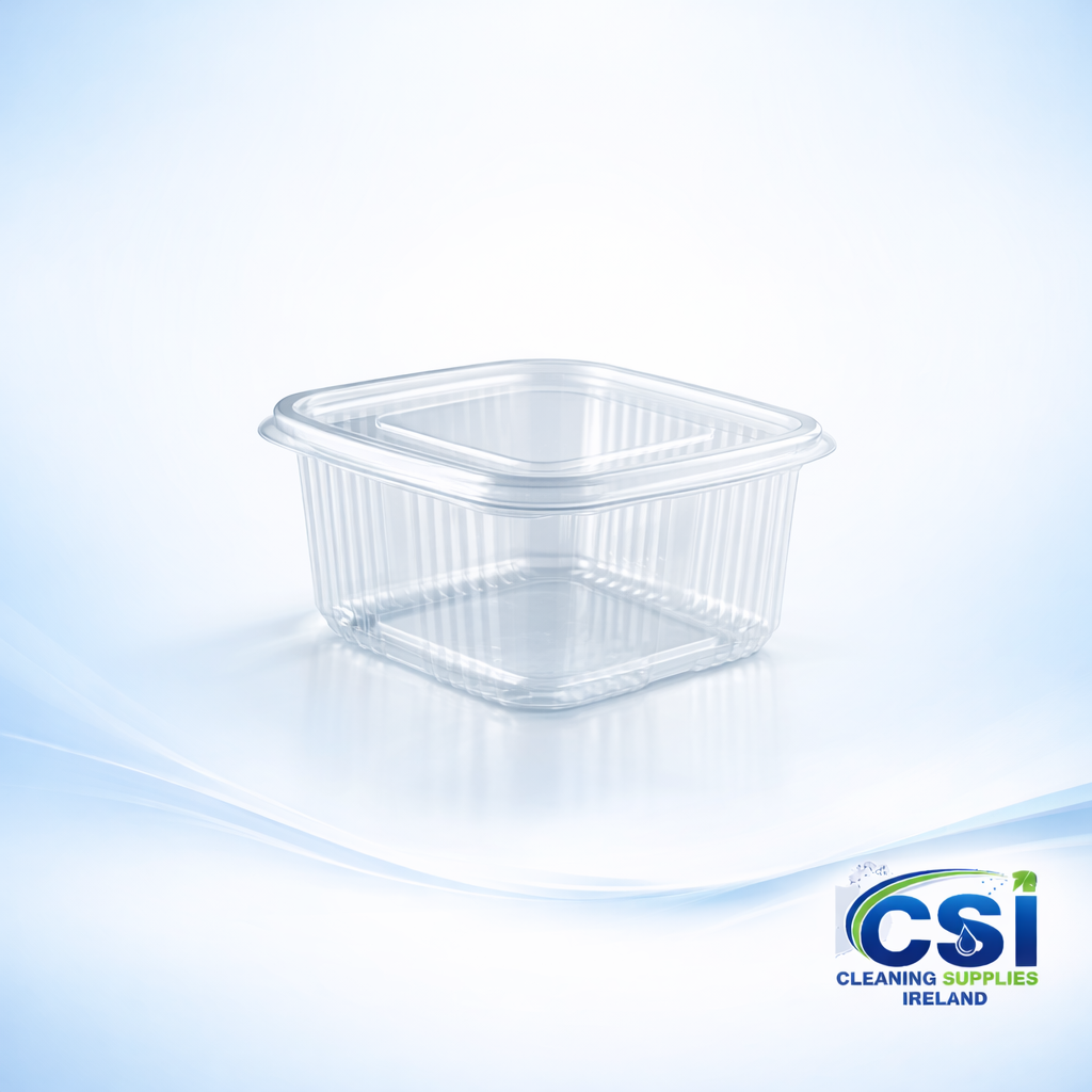 Bulk Case of 600 375cc Square Clear Plastic Salad Containers