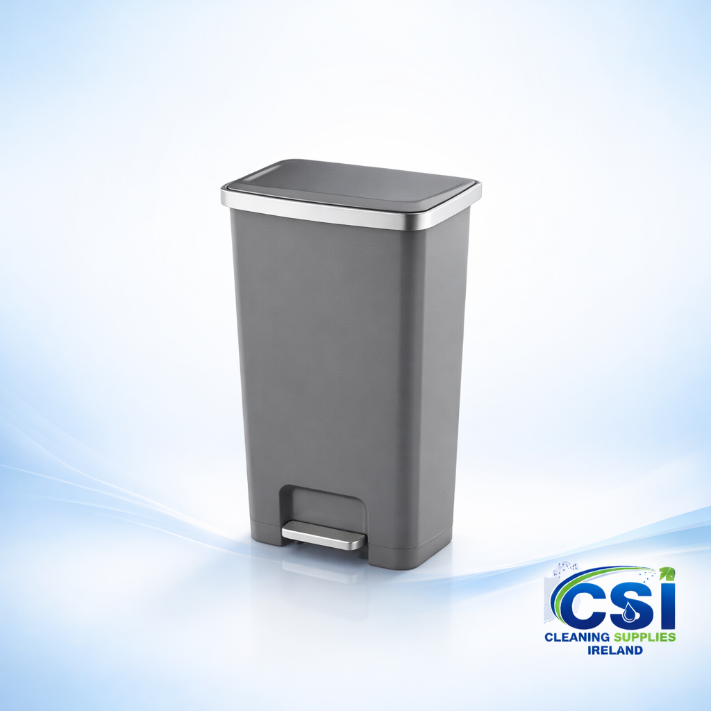 Large 45 Litre Grey Pedal Waste Bin for Schools and Creches with Free Bin Bags