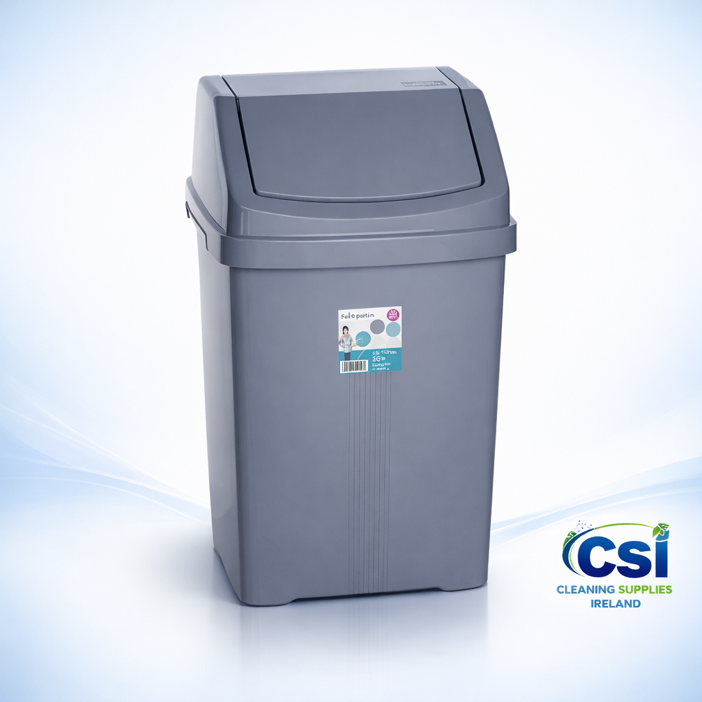 Large 50 Litre Swing Top Waste Bin with Wheels and Free Roll of Bags Colour Coded Ireland
