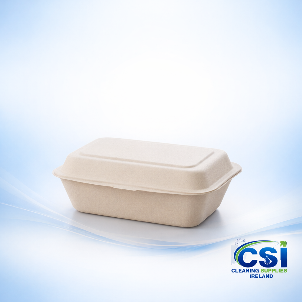 Bulk Case of 400 7x5x2.5 Sugarcane Compostable Clamshell Food Boxes