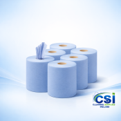 Blue 2-Ply Embossed Centerfeed Wiper Rolls for Catering and Food Factories