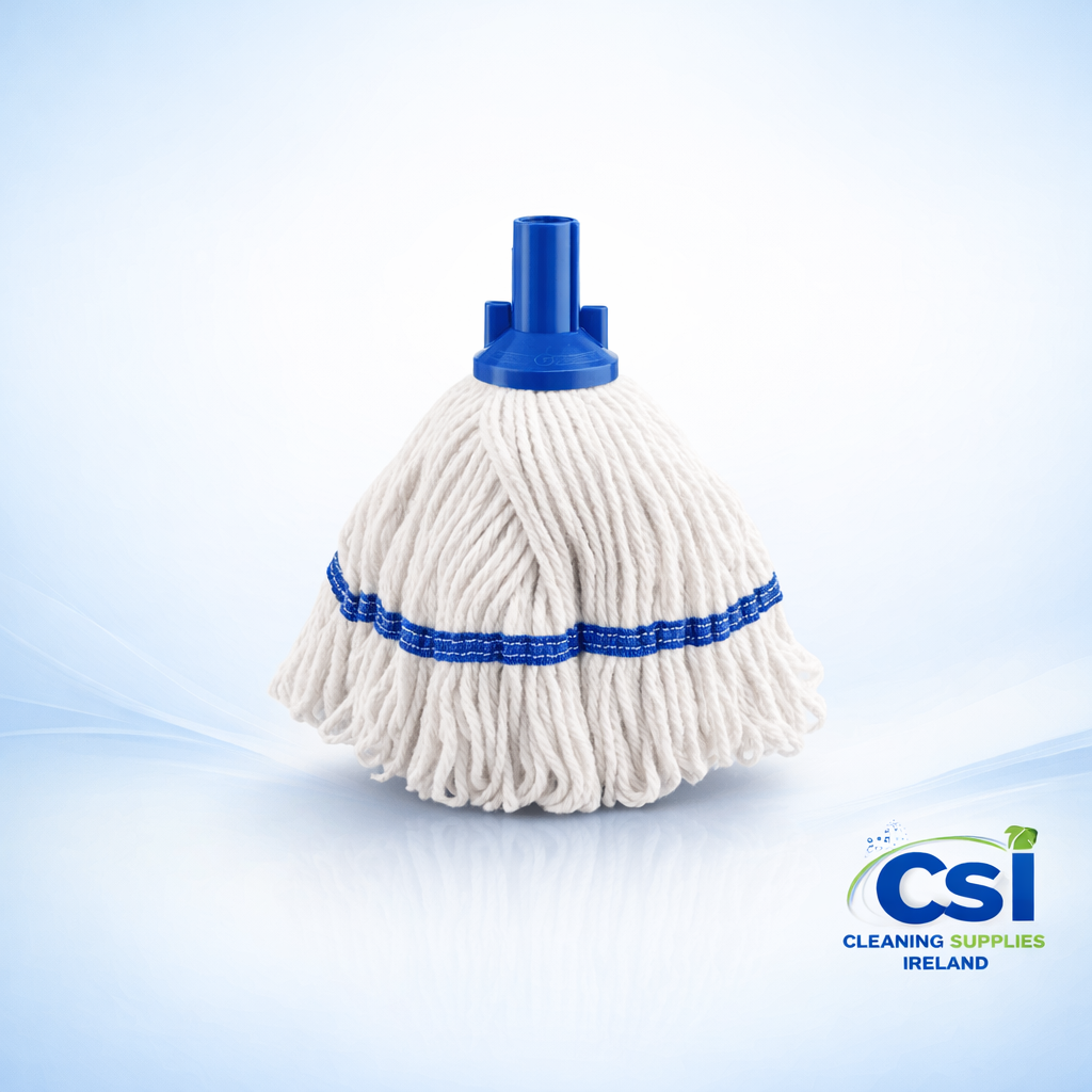 Blue 200g hygiene socket mop head with stayflat band and T1 screw thread for professional cleaning