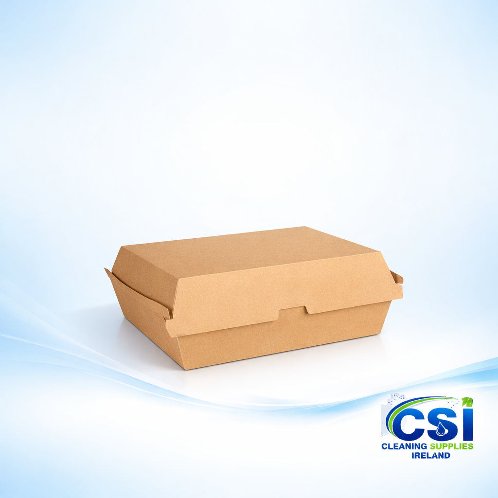 Bulk Case of 150 Brown Kraft Compostable Dinner Boxes for Takeaway Meals