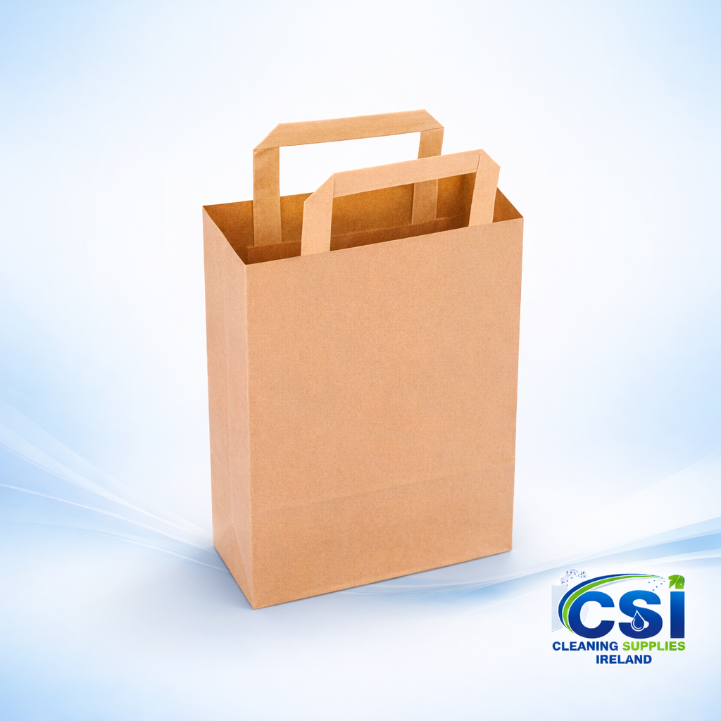 Brown Large Paper Carrier Bags - Flat Handle 10x15" (250 Pack)