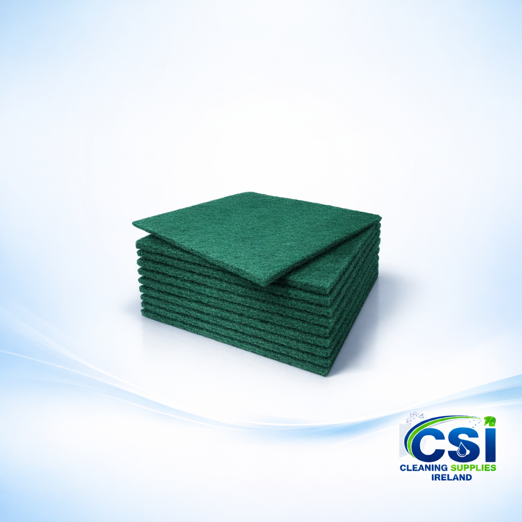 Pack of 10 professional green hand scourer pads 150 x 230mm
