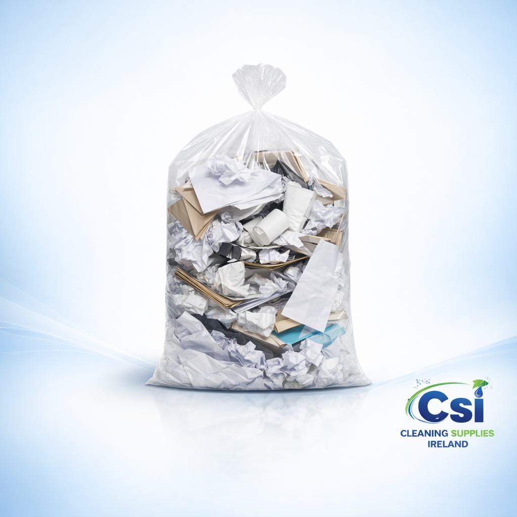 Clear Heavy Duty Compactor Sacks 100 Pack for Industrial Recycling and Waste