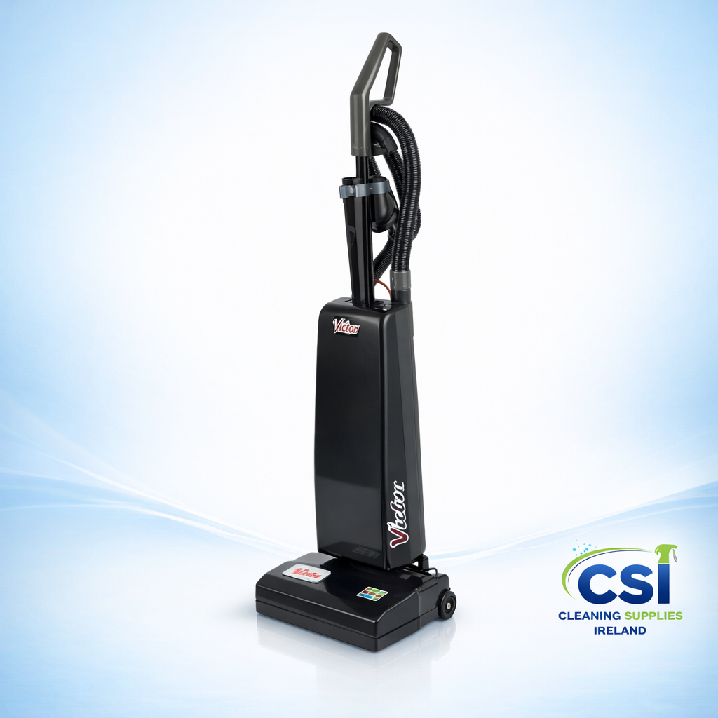 Professional UCS commercial upright vacuum cleaner with 350mm cleaning width and on-board tools