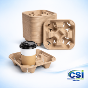 Compostable Cup Carrier Trays - 2 & 4 Cup Bulk Case