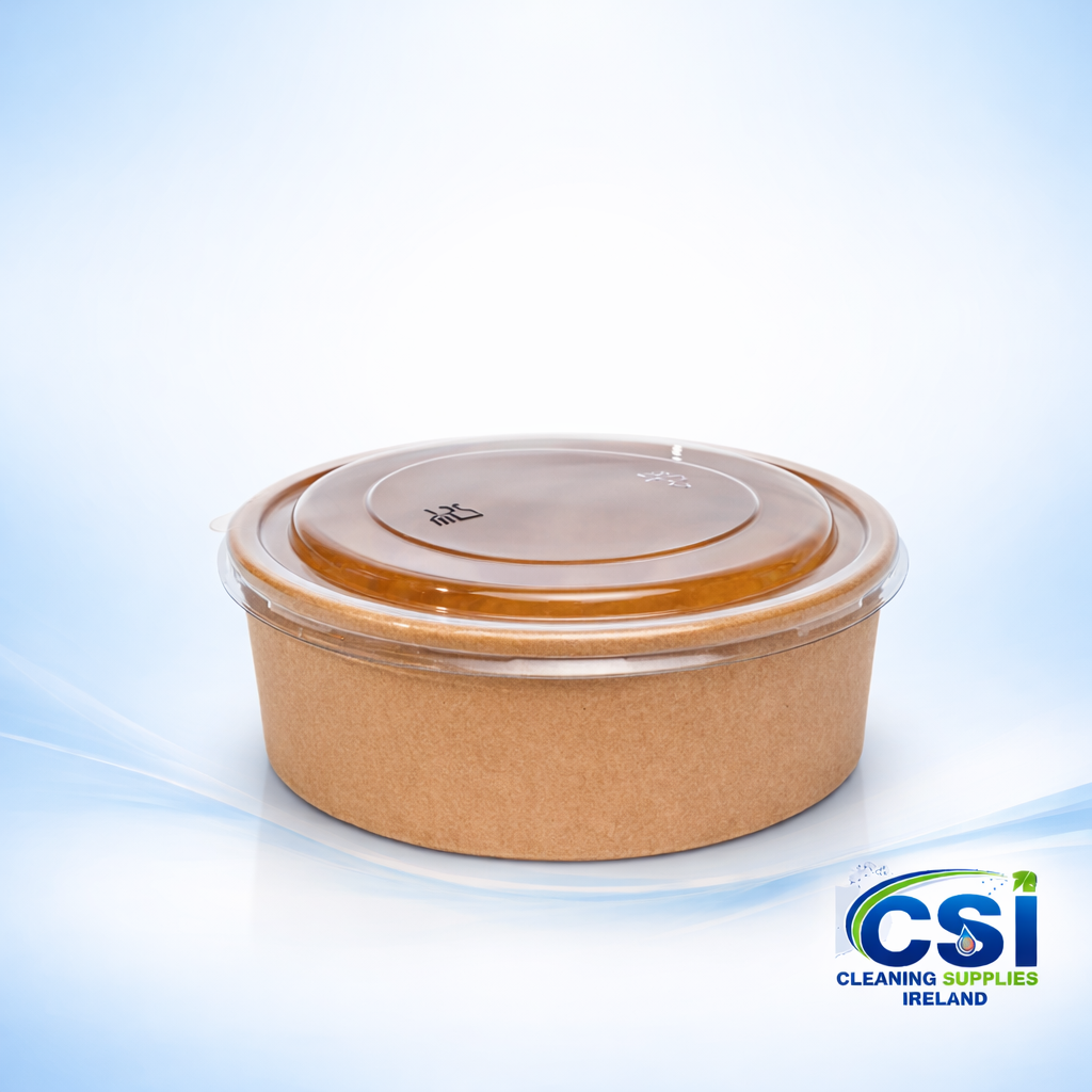 Case of 360 Clear Compostable Lids for 750ml and 1000ml Kraft Salad Bowls