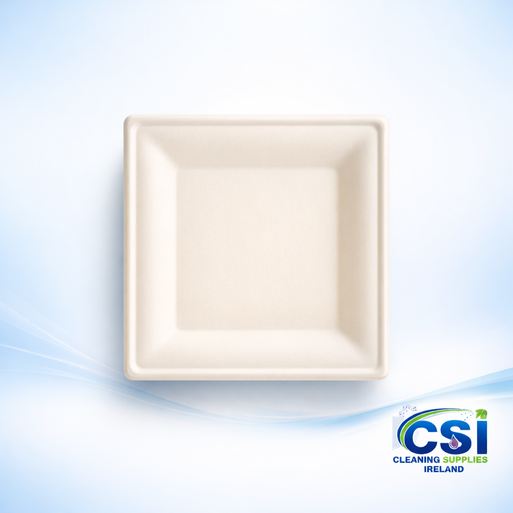 6 Inch Square Compostable Sugarcane Plate Made from Sustainable Bagasse