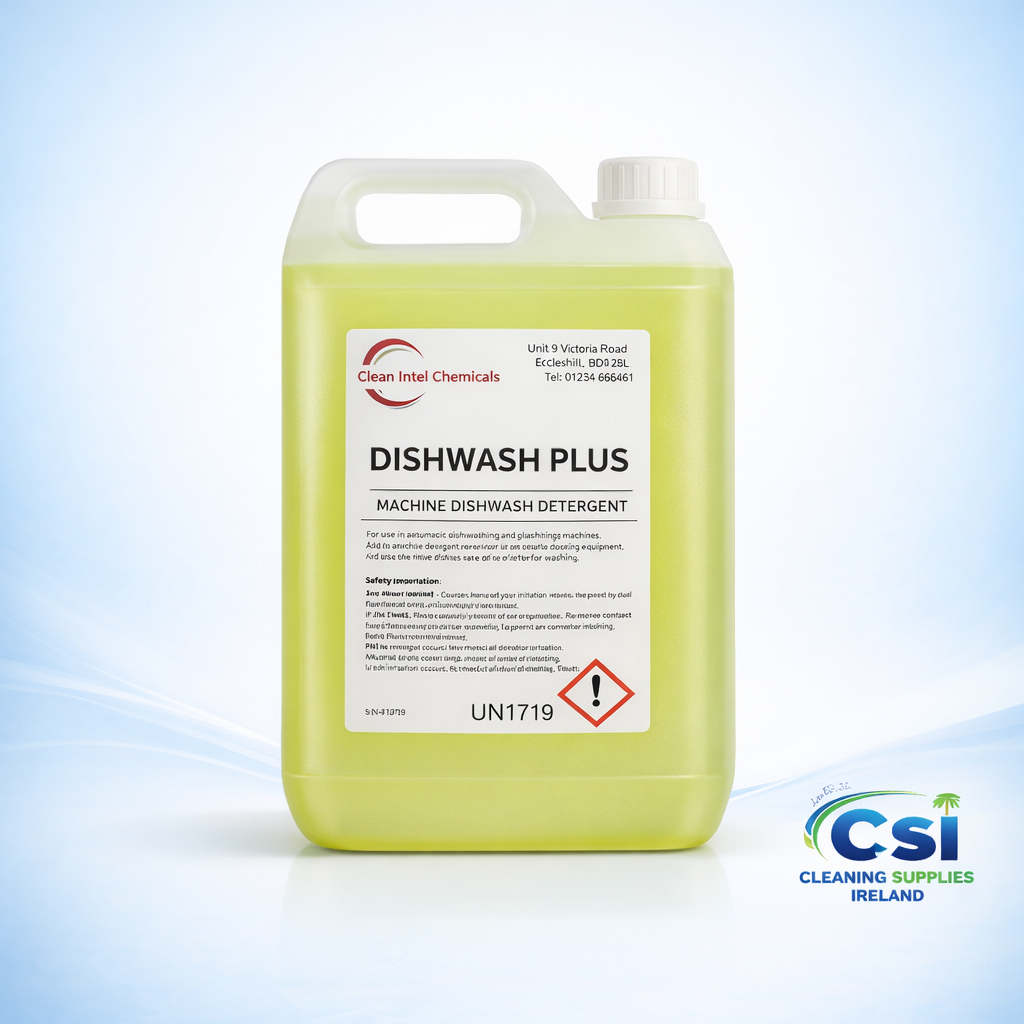 5 Litre bottle of Crock Wash professional dishwasher rinse aid for fast drying and spot-free results