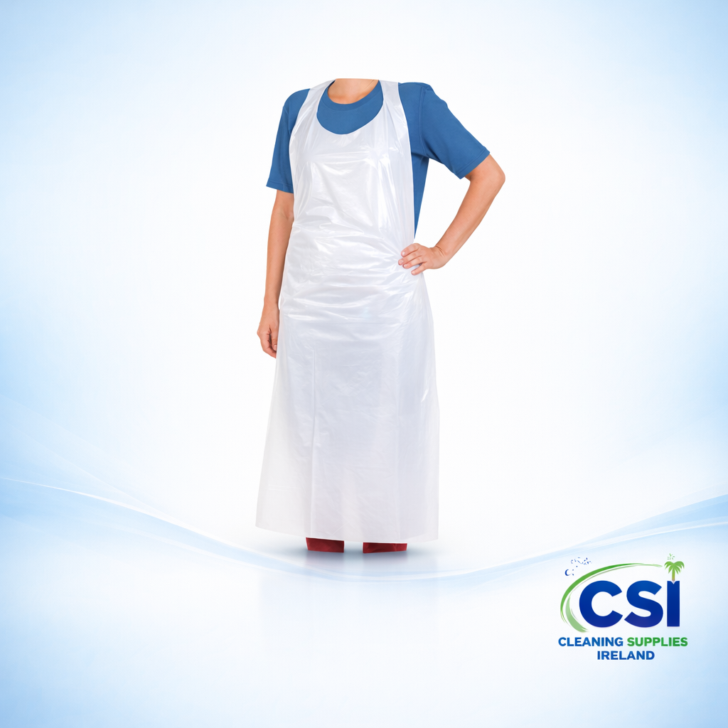 White Disposable Plastic Aprons 100pk Bulk Buy 9 Get 1 Free Healthcare Catering PPE Ireland