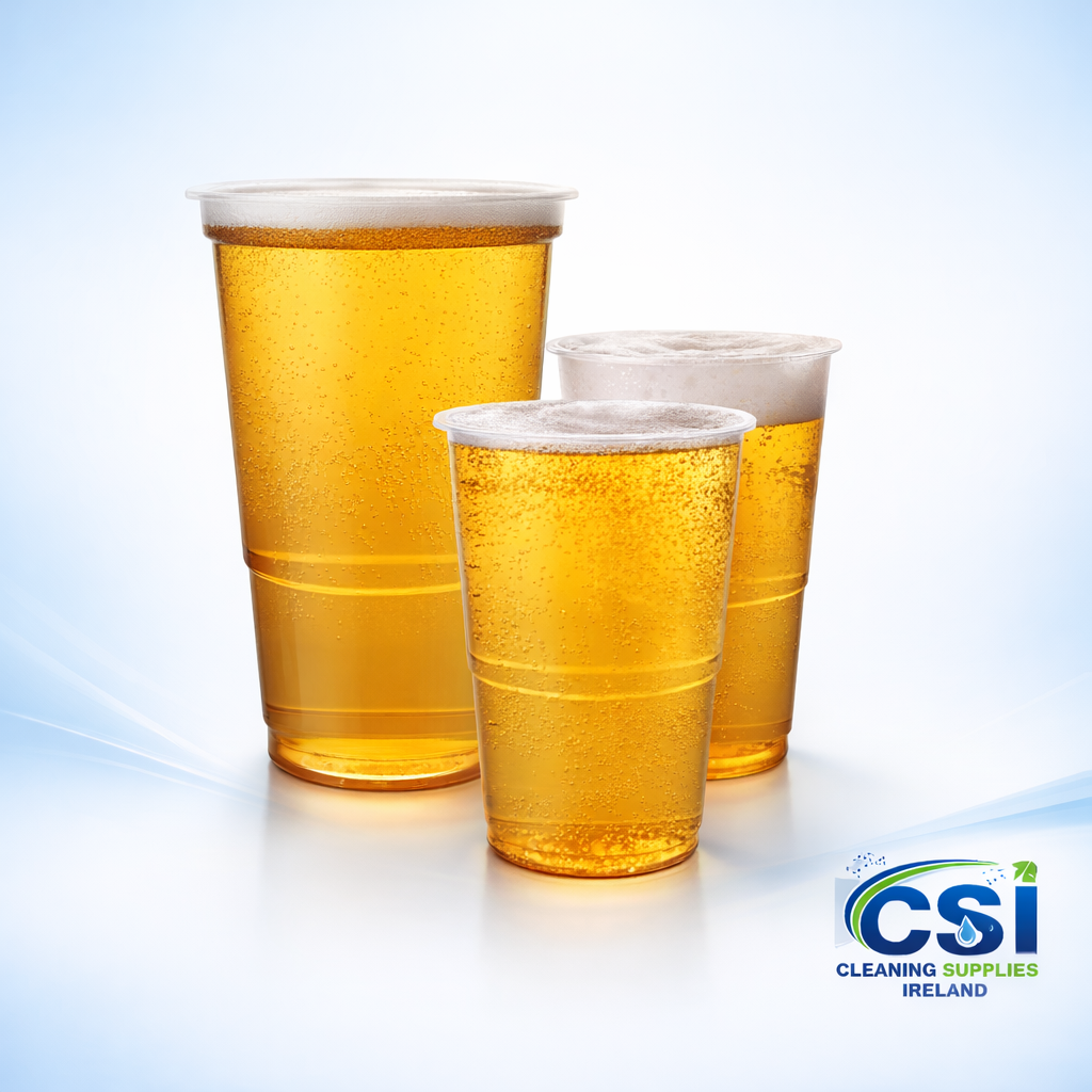 Bulk Case of 1250 Disposable Plastic Half Pint Glasses for Events Ireland