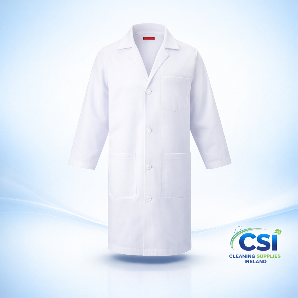 White Disposable Visitor Lab Coat with Velcro Fastening 50 Pack Ireland