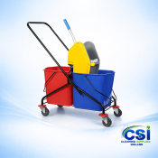 Double Mop Bucket Trolley - 2 x 20L (Clean/Dirty Water System)