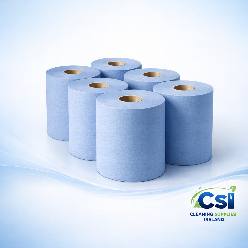 Eco Blue 2-Ply Embossed Centrefeed Wiper Rolls Case of 6