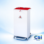 90 Litre Pedal Bin – Commercial Fire Retardant (White / Yellow)