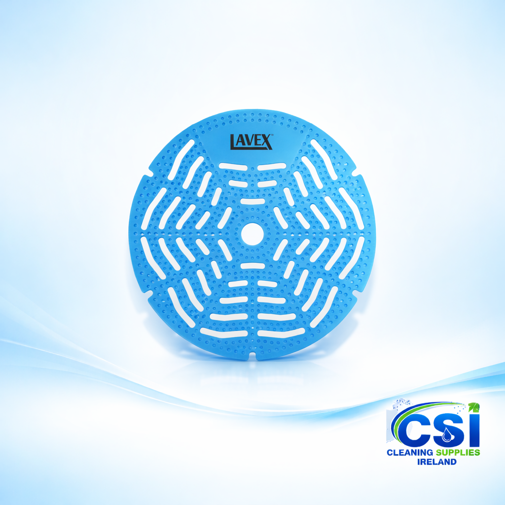 A pack of 10 multi-colored fragranced gel urinal screen mats