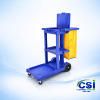 Janitorial Cleaning Cart - 3 Shelf Trolley with Waste Bag
