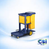 Professional Janitorial Trolley with Lockable Safe Box and 100L Yellow Waste Bag Ireland
