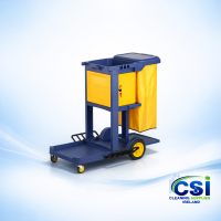 Professional Janitorial Trolley with Lockable Safe Box and 100L Yellow Waste Bag Ireland