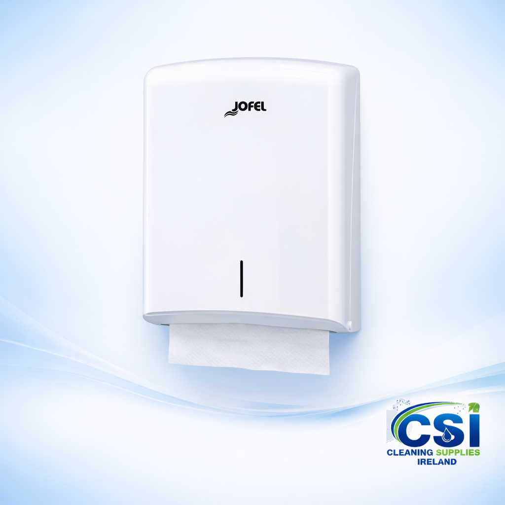 Jofel white commercial paper towel dispenser plastic for Z-fold towels