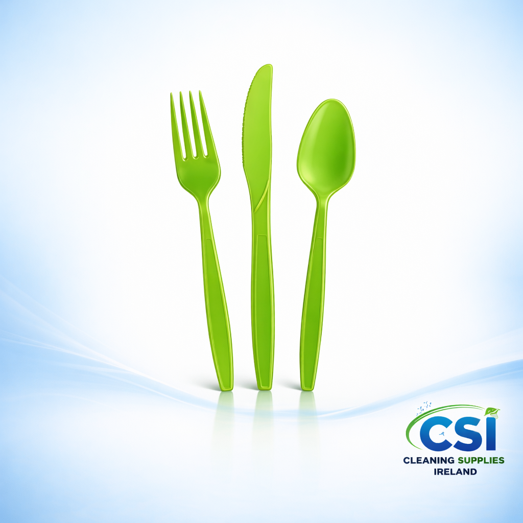 Case of 1000 reusable black plastic cutlery pieces, dishwasher safe forks knives and spoons