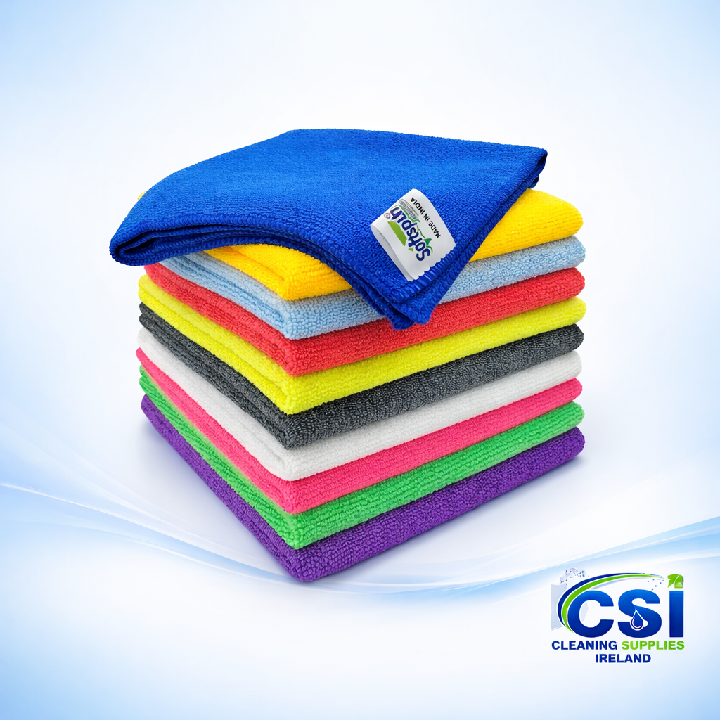 10 Pack of Heavyweight Hi-Absorb Microfibre Cleaning Cloths for Streak-Free Glass