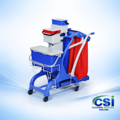 Midi Flat Mop Trolley with 20L Hermetic Mop Carrier and Color Coded Buckets Ireland