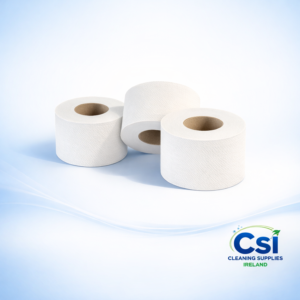 Bulk deal of 10 cases of Mini Jumbo toilet rolls totaling 120 rolls of Adapt paper tissue