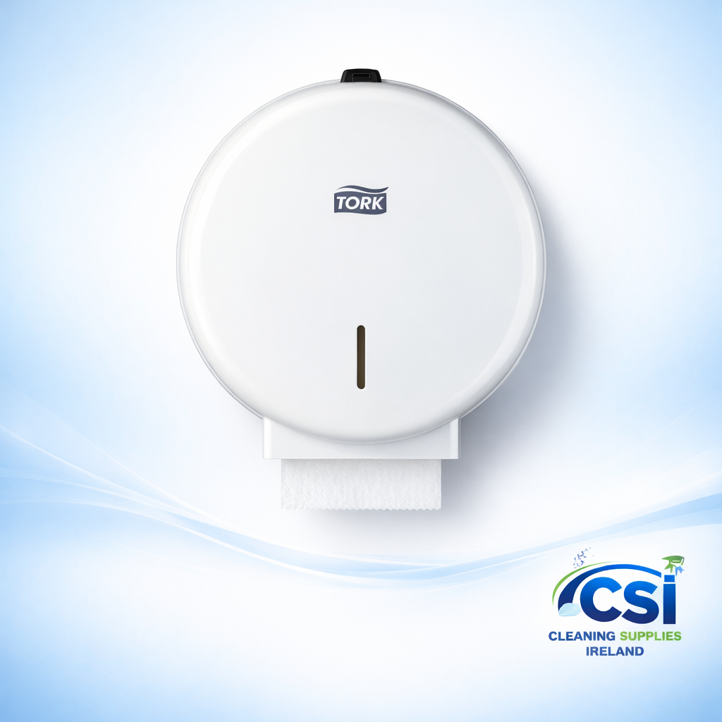 Mini Jumbo toilet roll dispenser deal including 2 white ABS holders and 12 toilet rolls