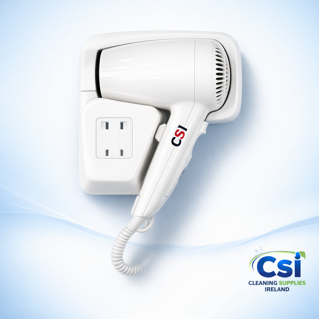 Premium White Drawer Mounted Hair Dryer 1200W for Hotel and Healthcare Use Ireland