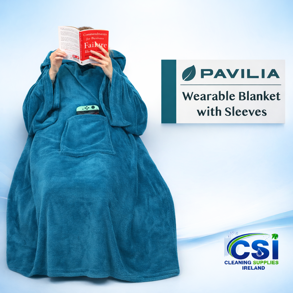 Blue fleece hospitality blanket for outdoor restaurant seating in Ireland