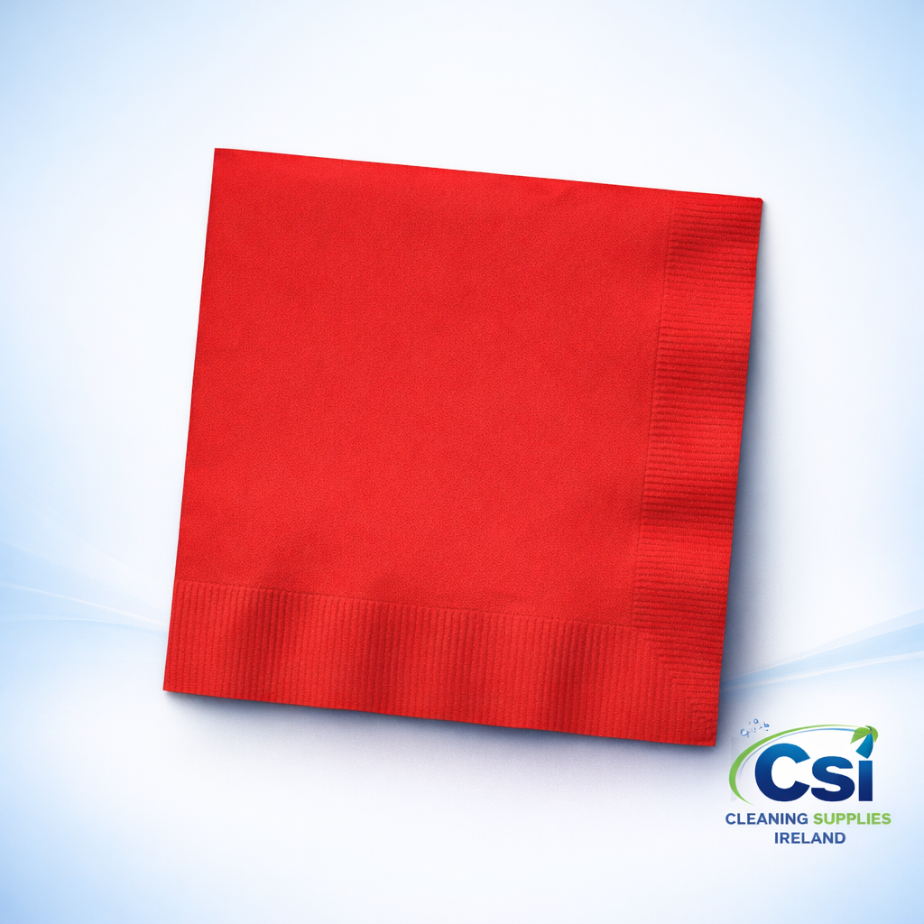 Bulk Case of 2000 Red Napkin Serviettes 33x33 2-Ply with 1/4 Fold for Catering