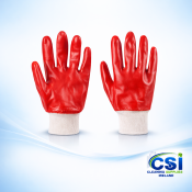 Red PVC Work Gloves Oil Resistant