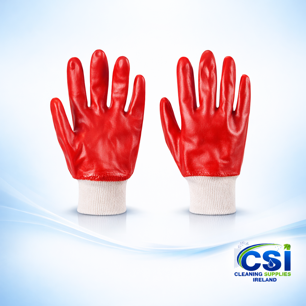 Red PVC Work Gloves Oil Resistant