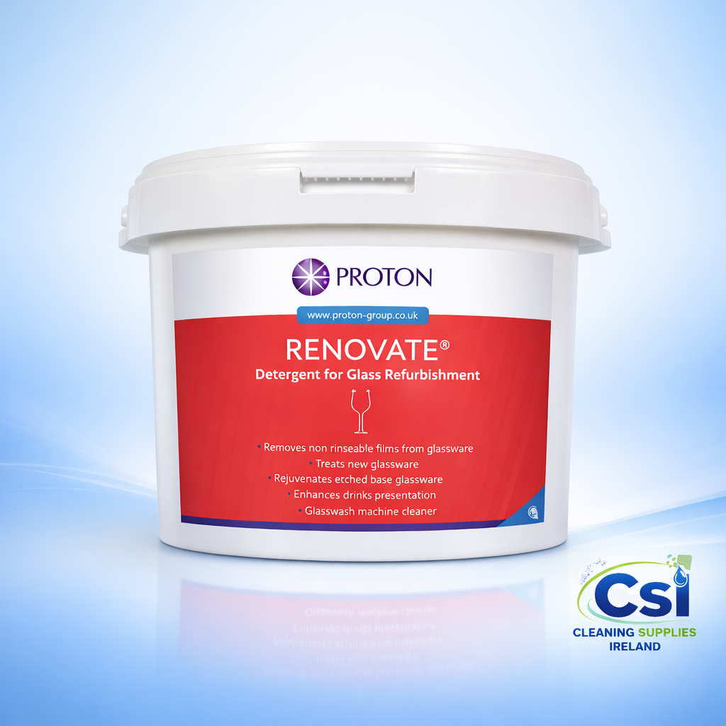 5kg Tub of Renovate Detergent Powder for Glass Wash Restoration and Shine Maintenance