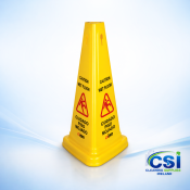 Yellow Safety Cone Sign – Wet Floor / Caution (Multi-Lingual)