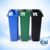 School Waste Station 90L – Slimline Recycling Bin (Wall Hugger)