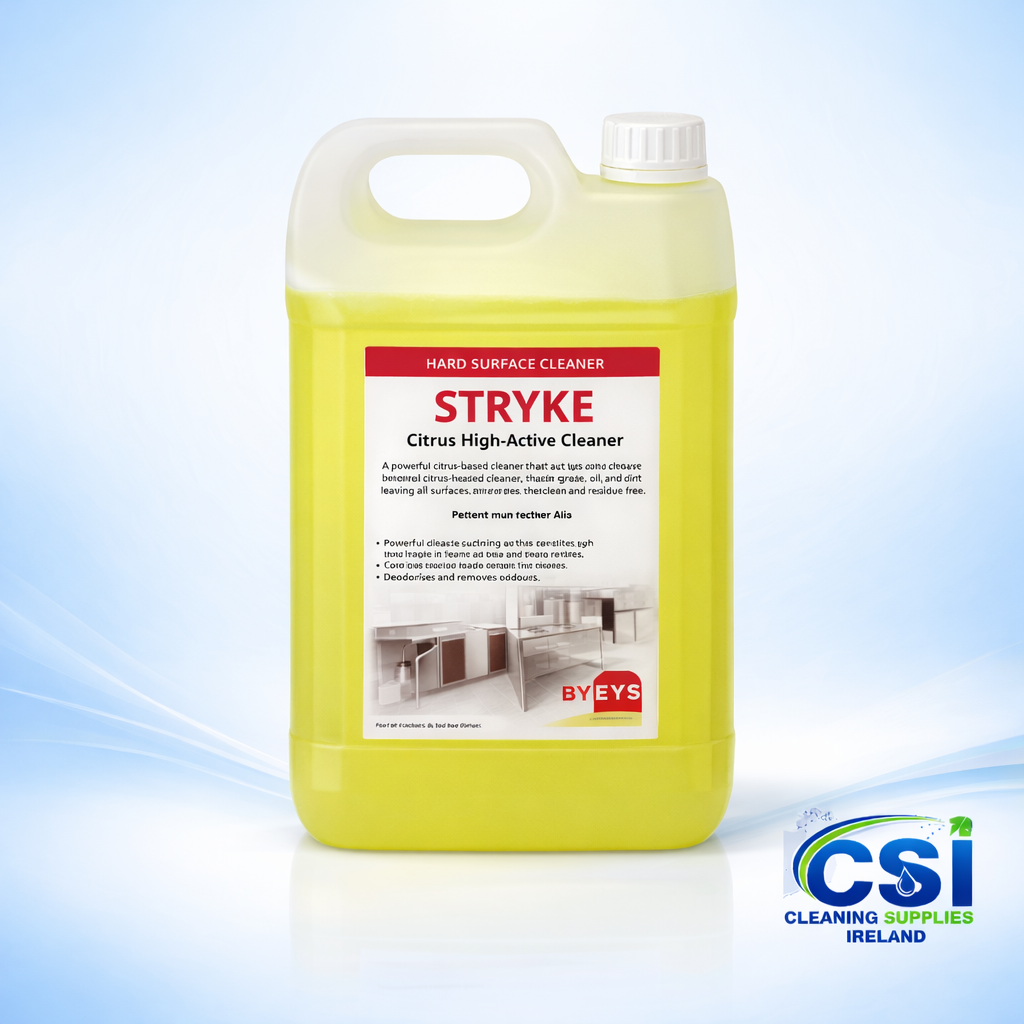 5 Litre bottle of Stryke Neutral Floor Cleaner with Lemon scent for commercial use
