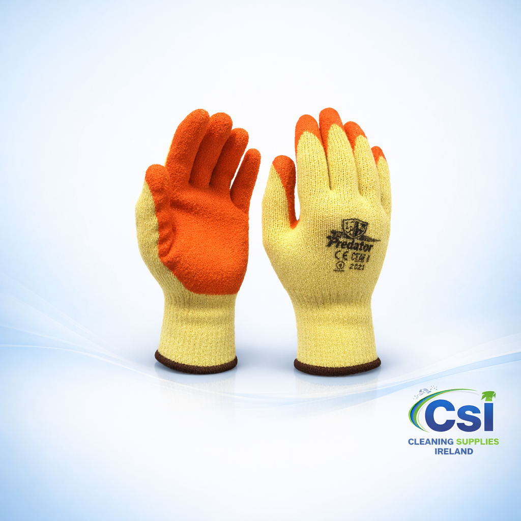 Tuff Grab N Grip orange workwear gloves with crinkle latex palm for building and construction