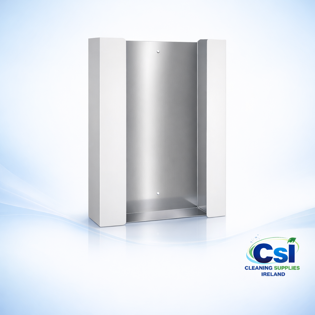 Durable white metal wall mount 3 pack glove box holder for medical and dental clinics