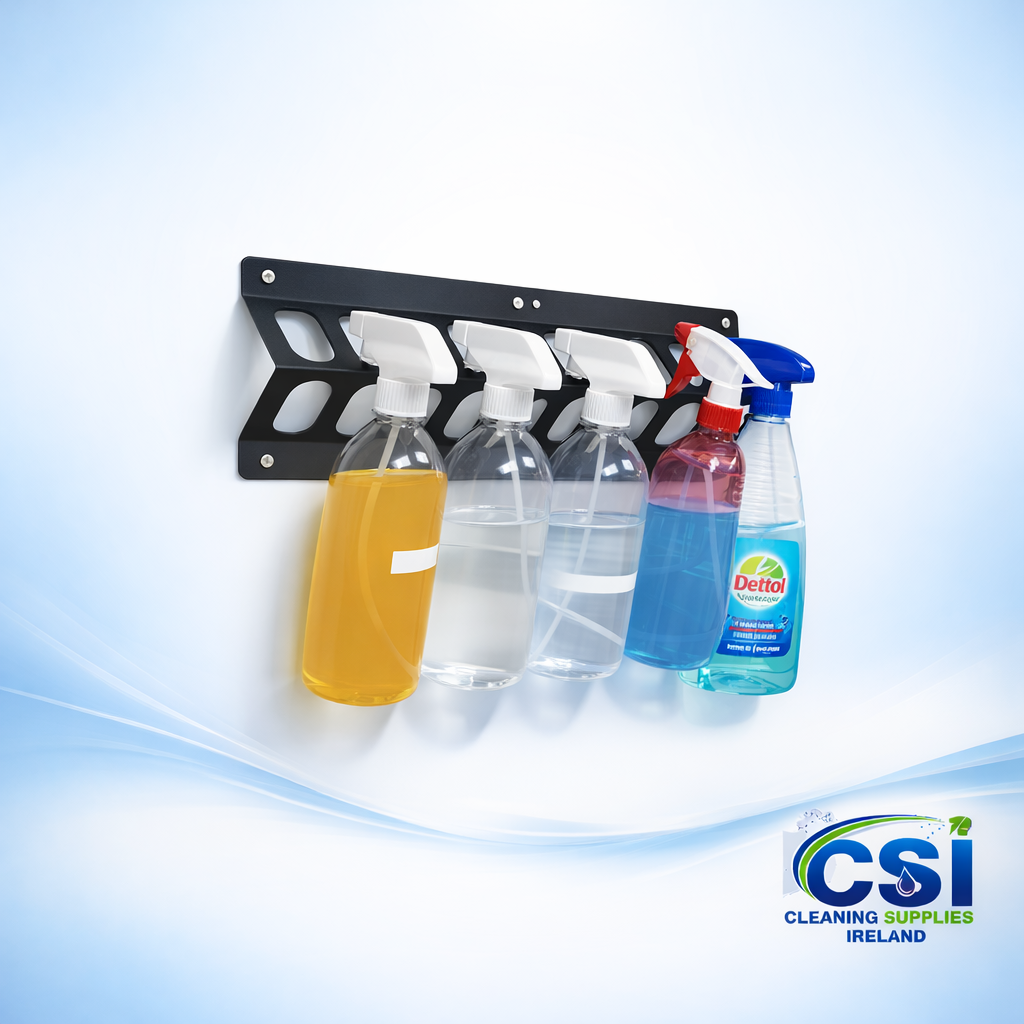 Wall Mounted Trigger Bottle Holder 3 Bottle Storage Shelf Bracket for Janitorial Supplies Ireland