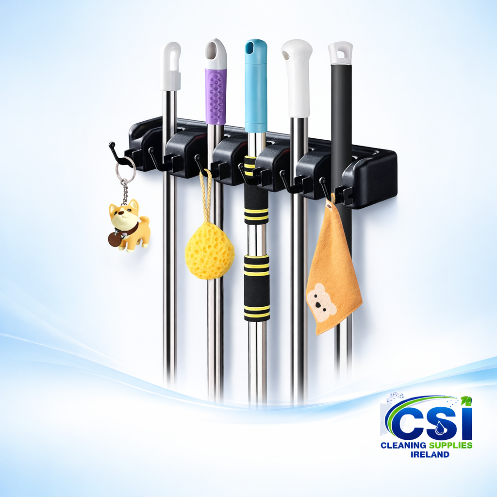 Wall-Tidy HD Organiser Heavy Duty Mop and Brush Holder with Auto-Grip