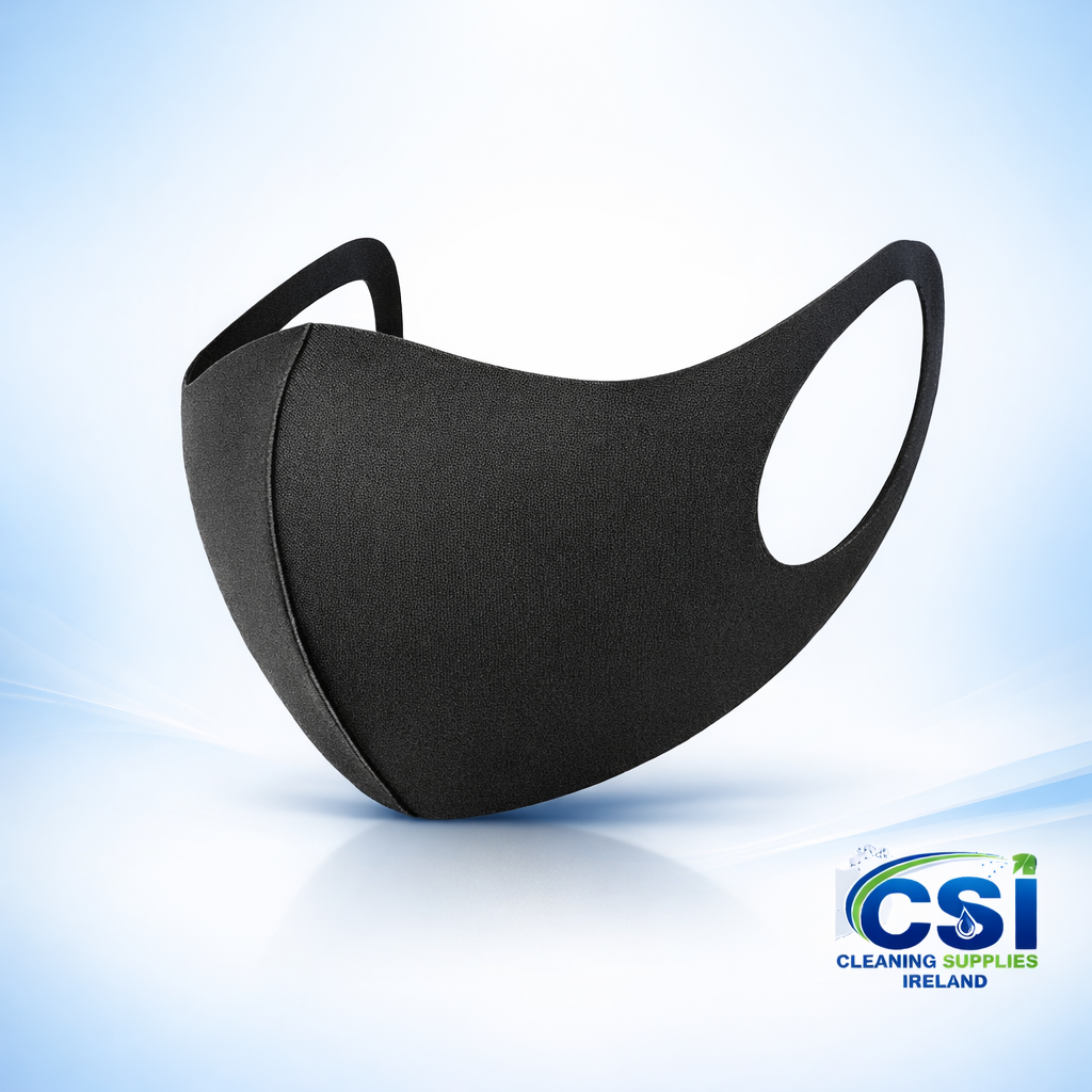 Washable Black Face Mask 2 Pack Reusable Lightweight Form Fitting Dust Protection Ireland