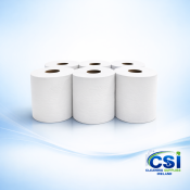 White Centrefeed Rolls 2-Ply Soft Embossed Wiping Paper 140m 6 Pack